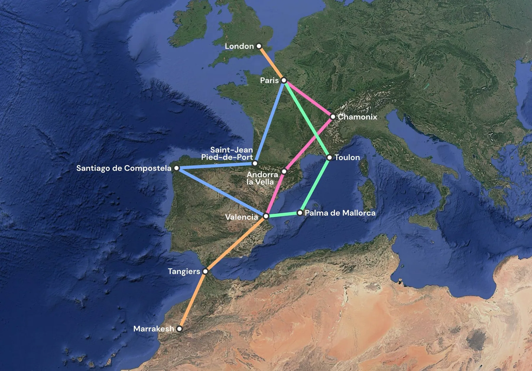 Map depicting the route options for
the race