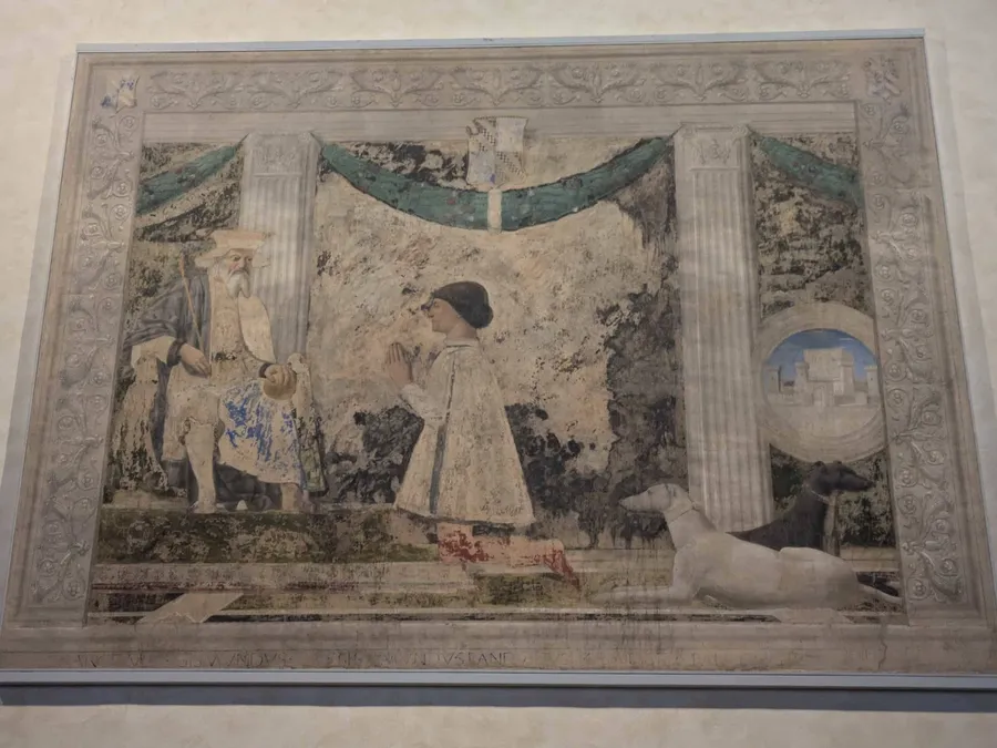 Fresco by Piero della Francesca inside the Tempio Malatestiano